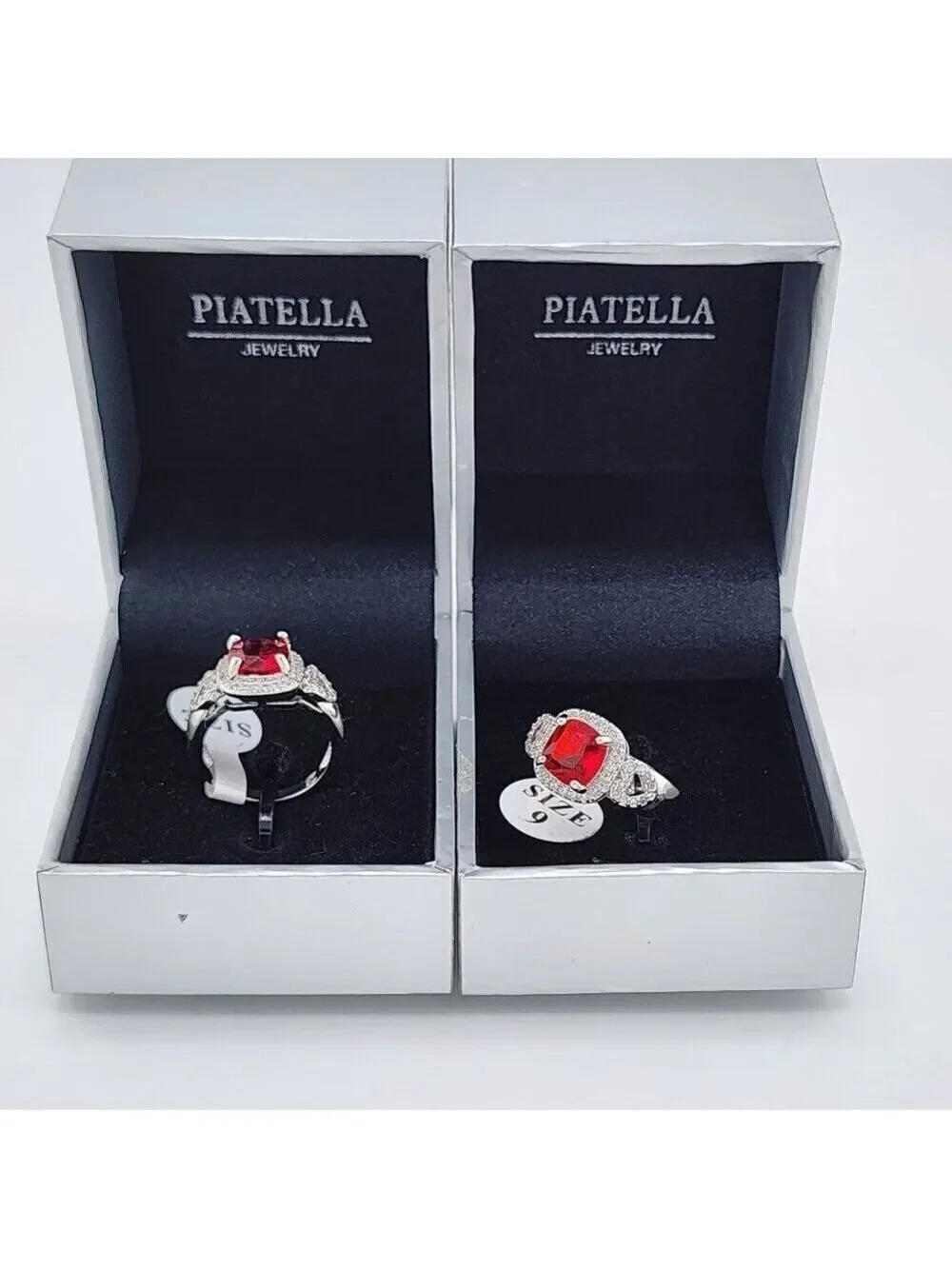 Brand New Gold Plated Red Gemstone double Heart Ring